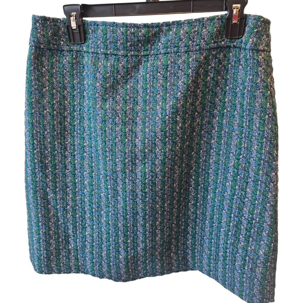 J. Crew Textured Green and Blue Mini Skirt